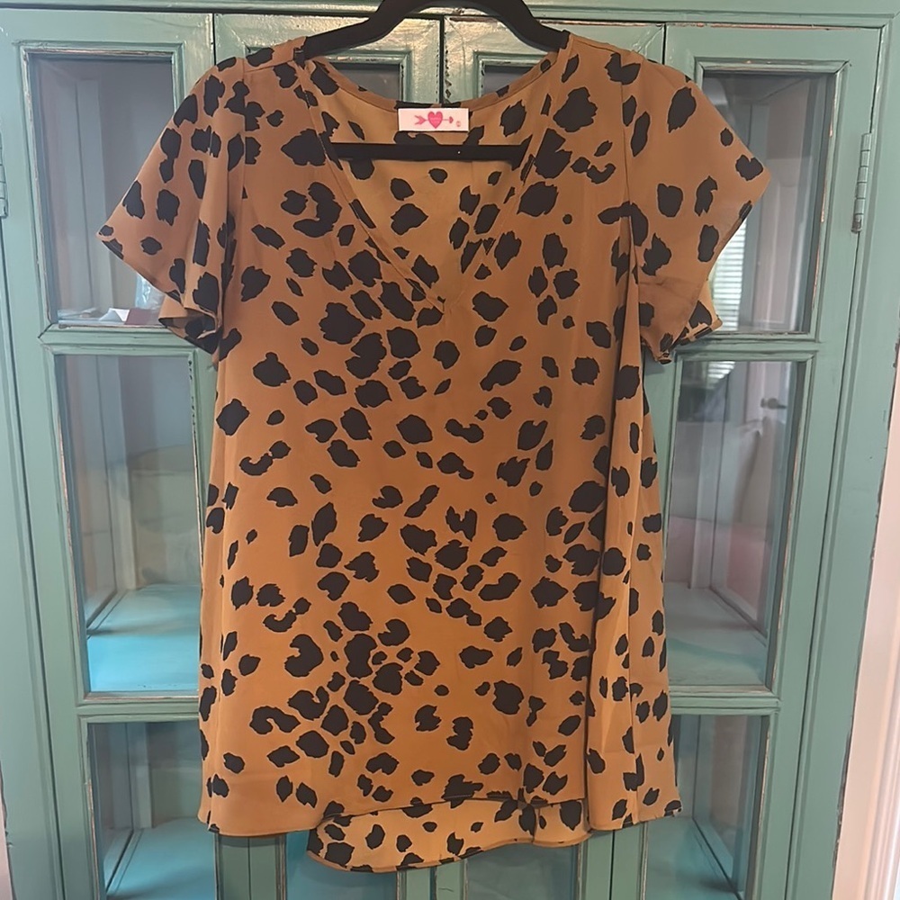 Buddy Love Flutter Sleeve Animal Print Top